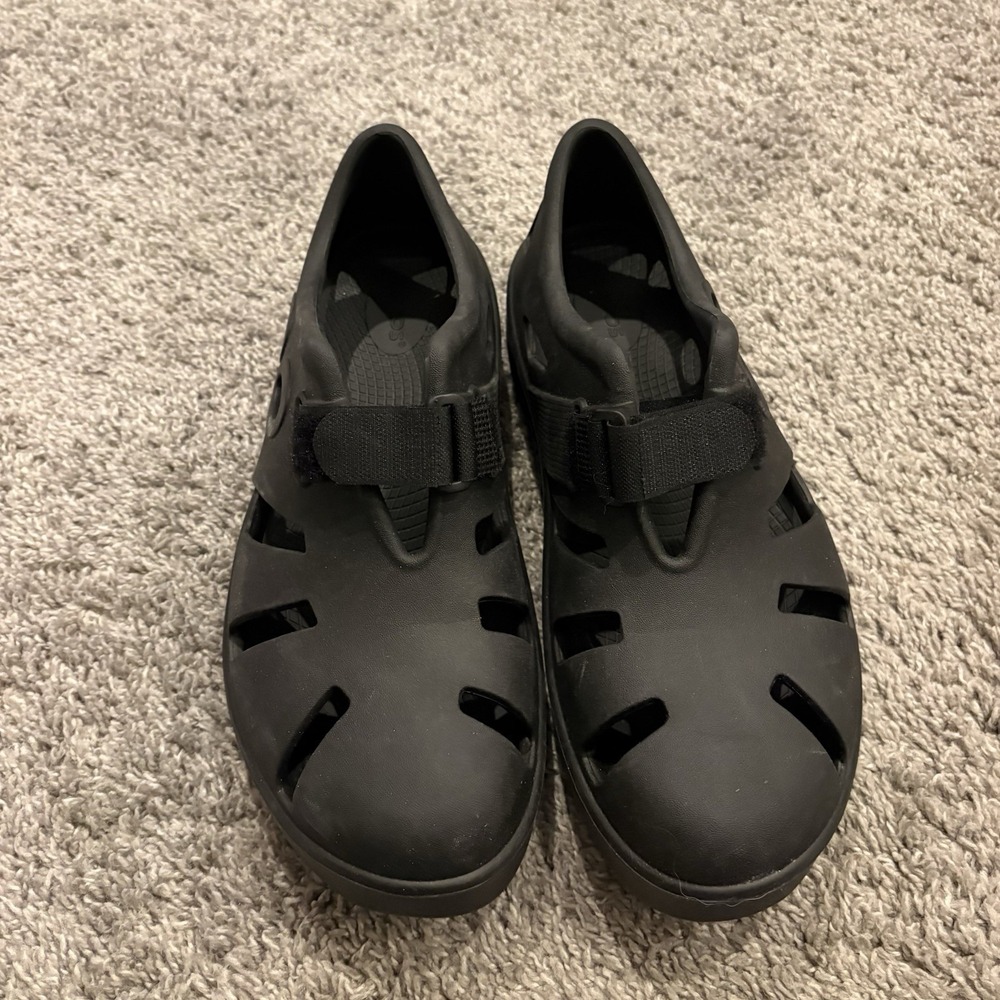 Oofos Oocandoo Black Royal Recovery Sandals Men's Size 10 Adjustable Strap NICE